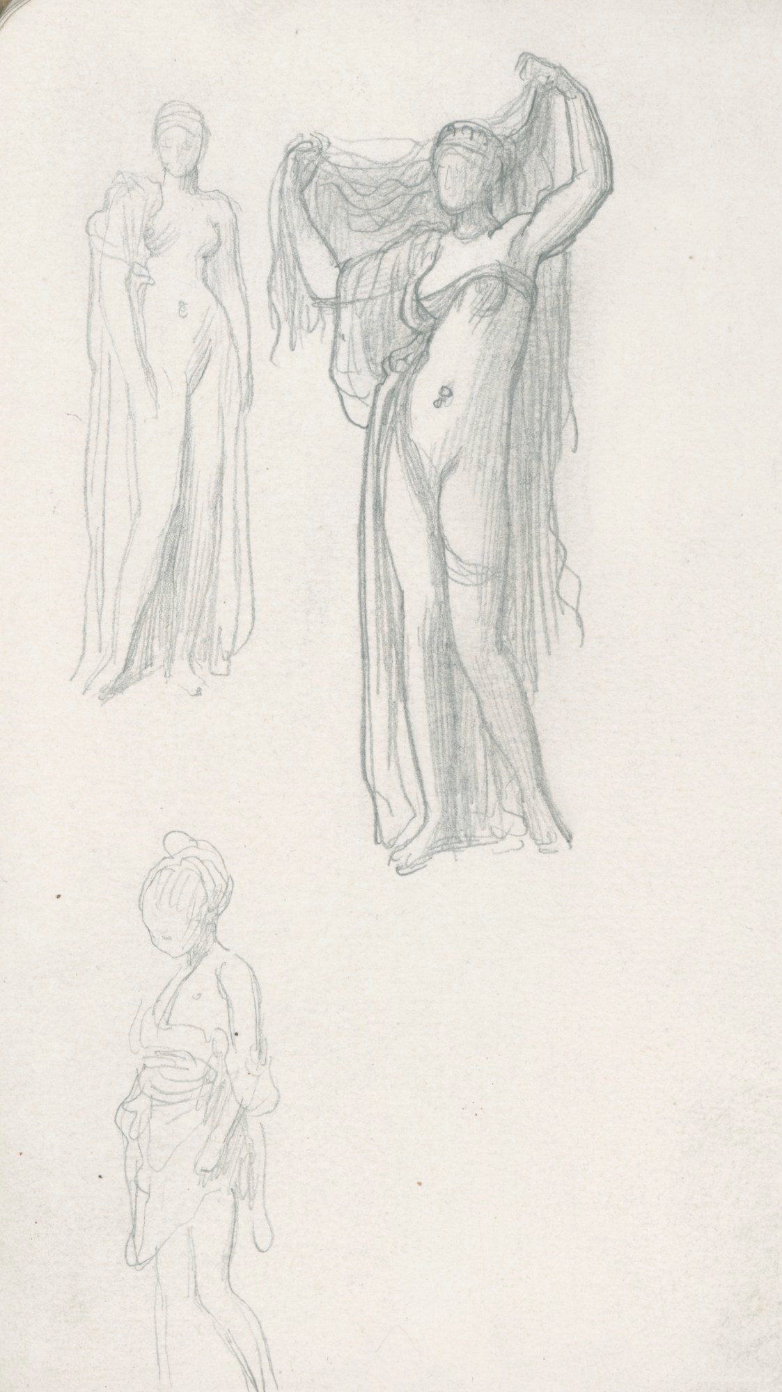 Lord Leighton PRA, Three sketches of female figures, including one for 'Phryne at Eleusis'