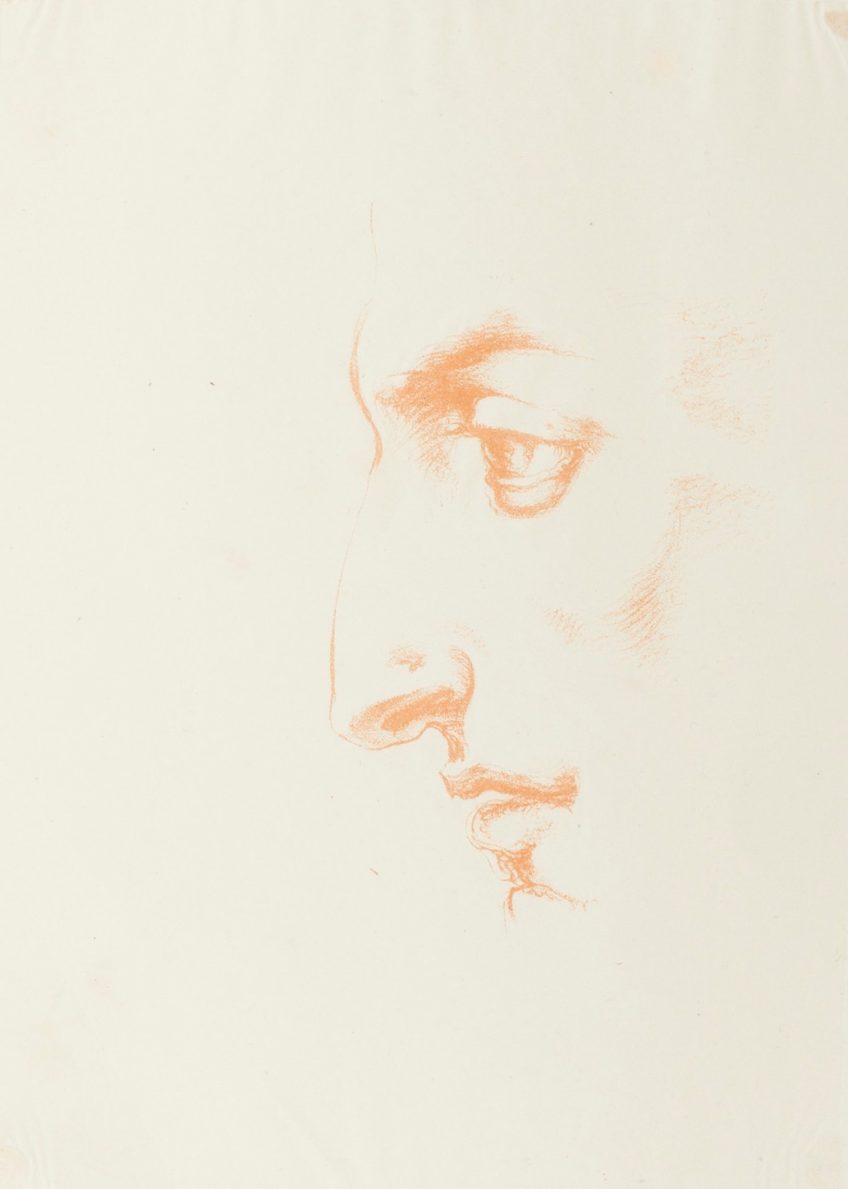 Michelangelo Buonarroti, 'Profile of a man's head' attributed to Michelangelo Buonarroti