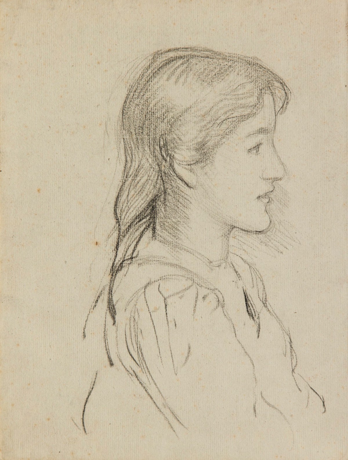 Study Of The Head And Shoulders Of A Girl In Profile Works Of Art Ra Collection Royal Academy Of Arts,Anime Body Anime Male Poses Drawing Reference