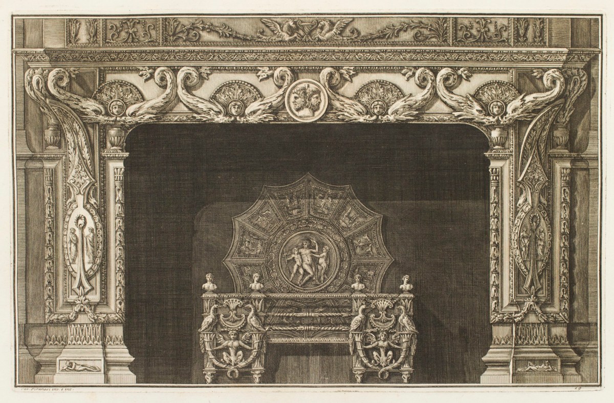 Giovanni Battista Piranesi, Design for a chimneypiece with foliate ornamentation and medallions