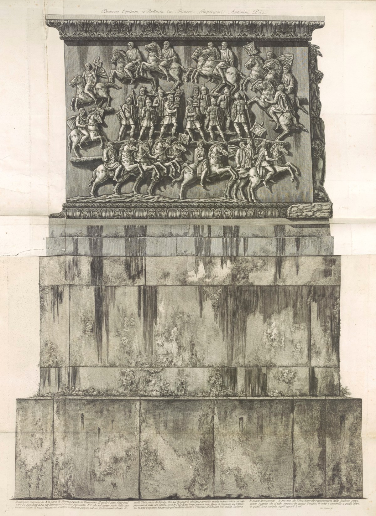Unsigned, Elevation of the original pedestal, showing the bas-relief of the military funeral procession