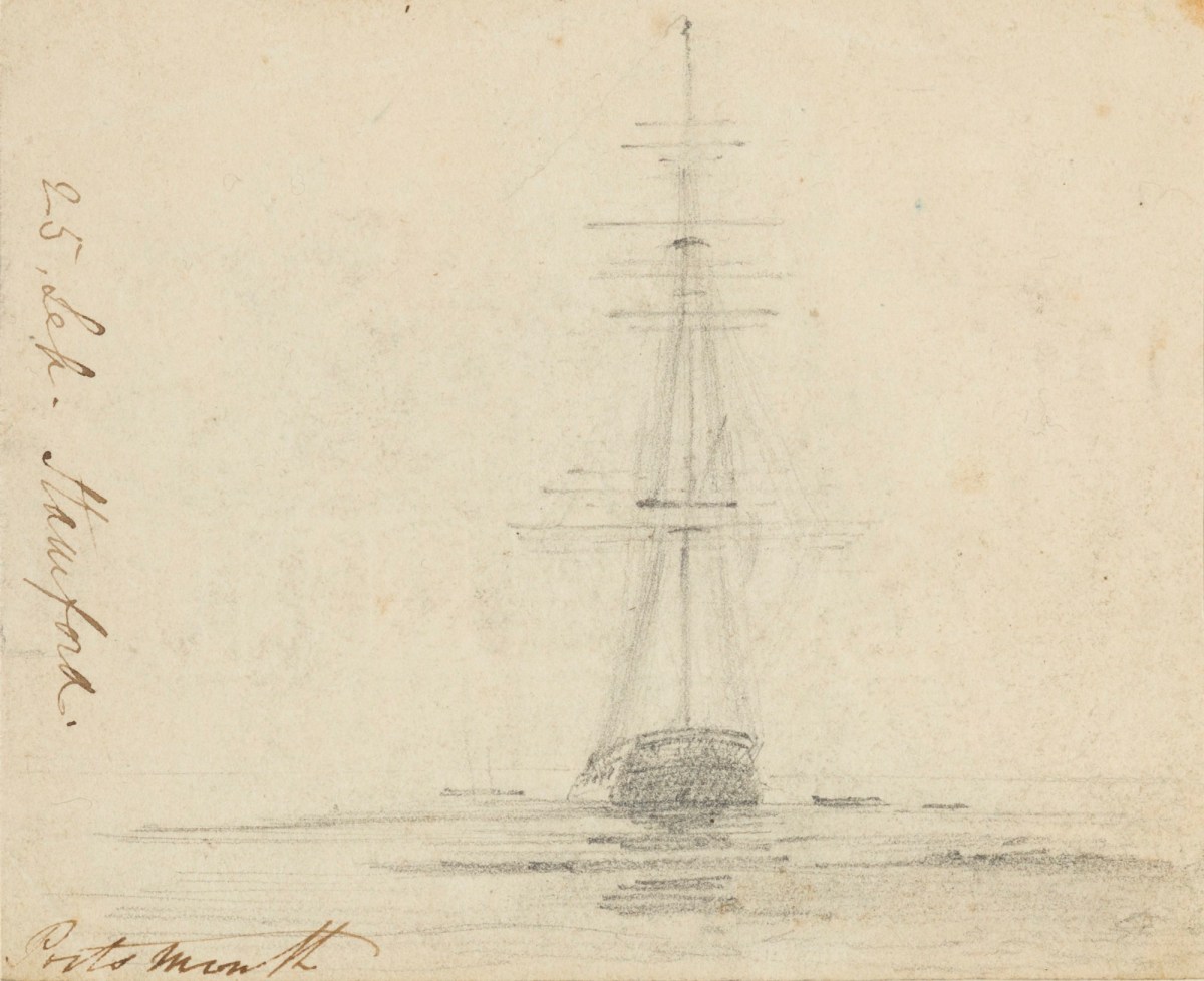 Philip Reinagle RA, Sketch of a boat in Portsmouth