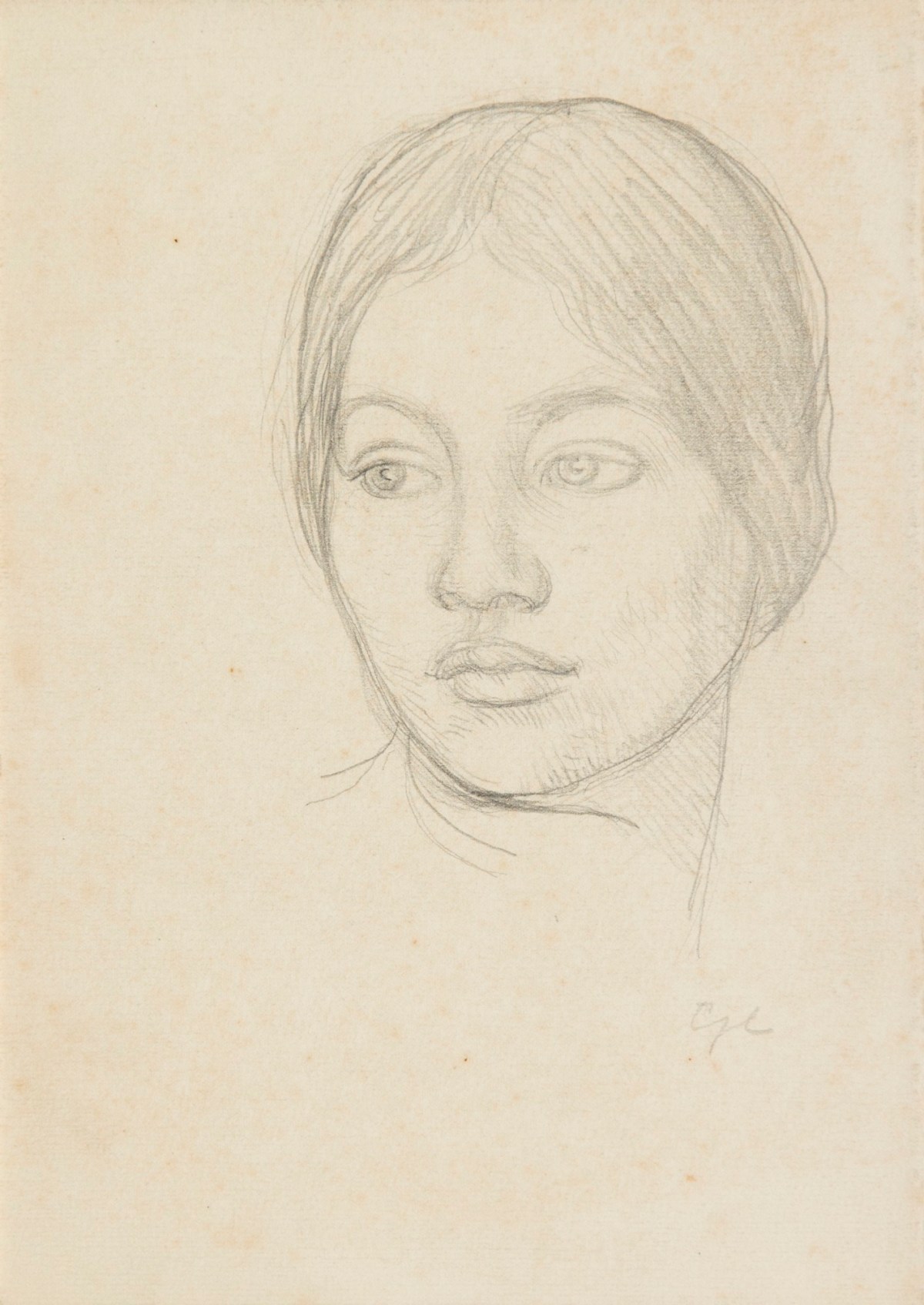 Sir George Clausen RA, Study of a female head for 'Renaissance'