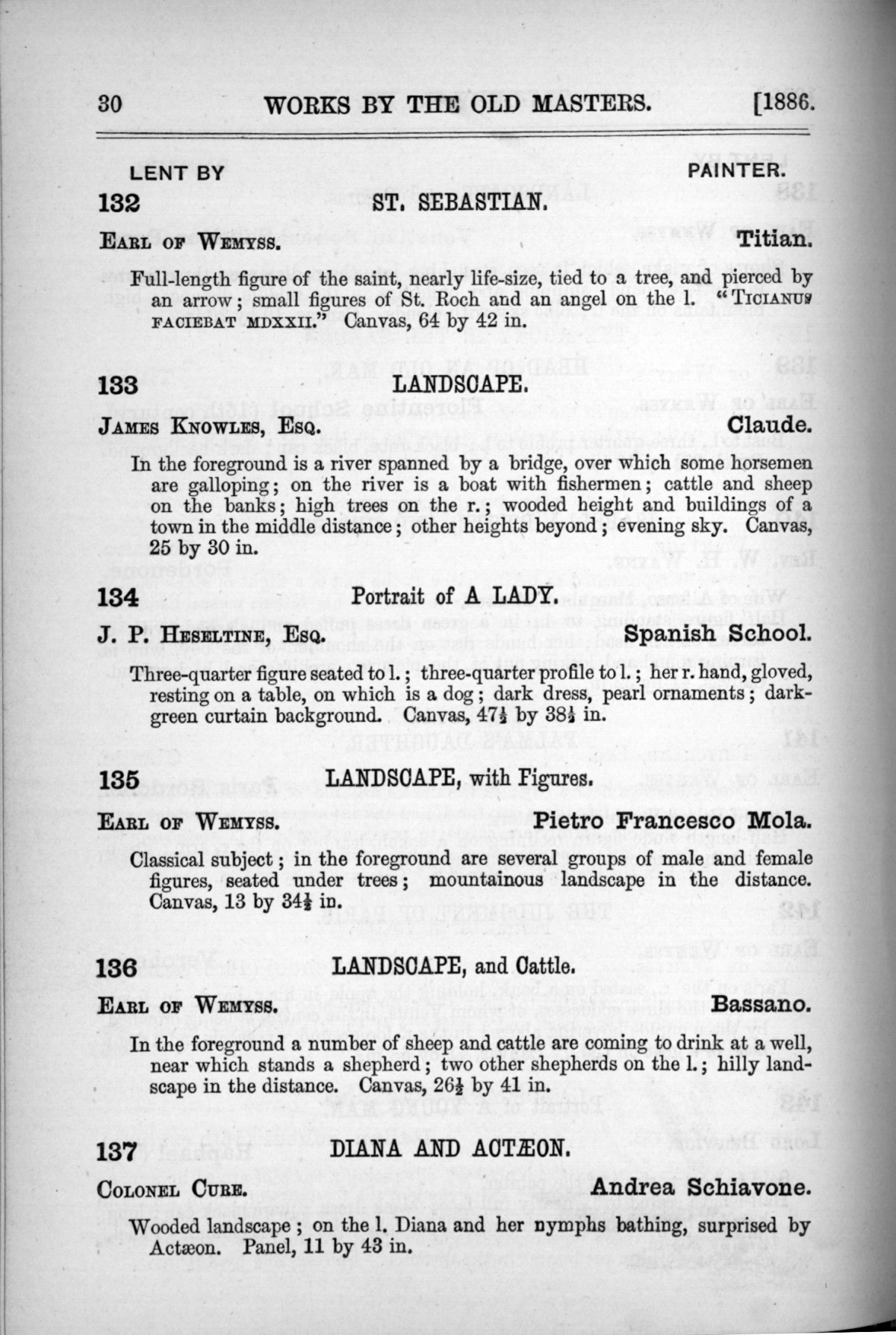 Page 30 of 1886 - Old Masters, deceased masters of the British School, Joseph Wright of Derby ARA and J.M.W. Turner RA
