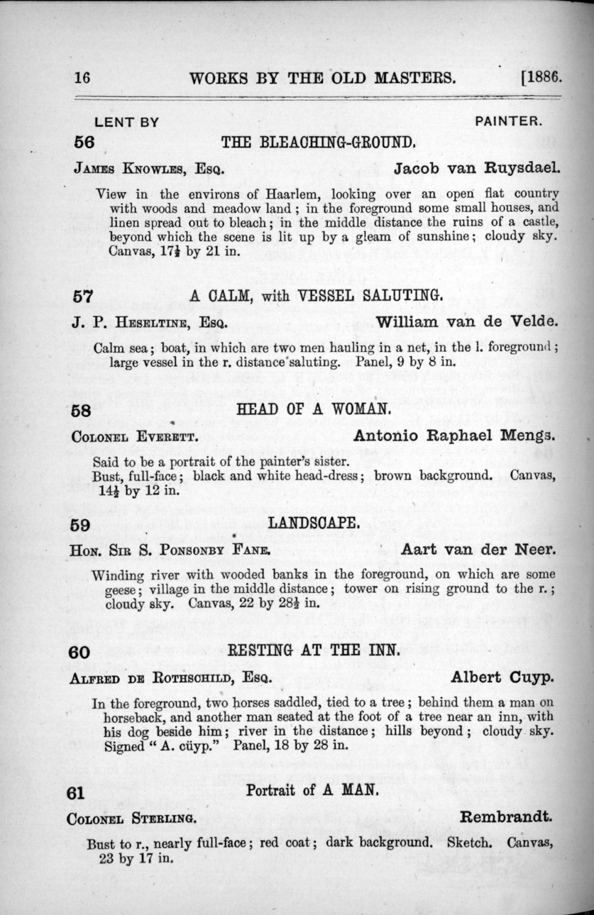 Page 16 of 1886 - Old Masters, deceased masters of the British School, Joseph Wright of Derby ARA and J.M.W. Turner RA