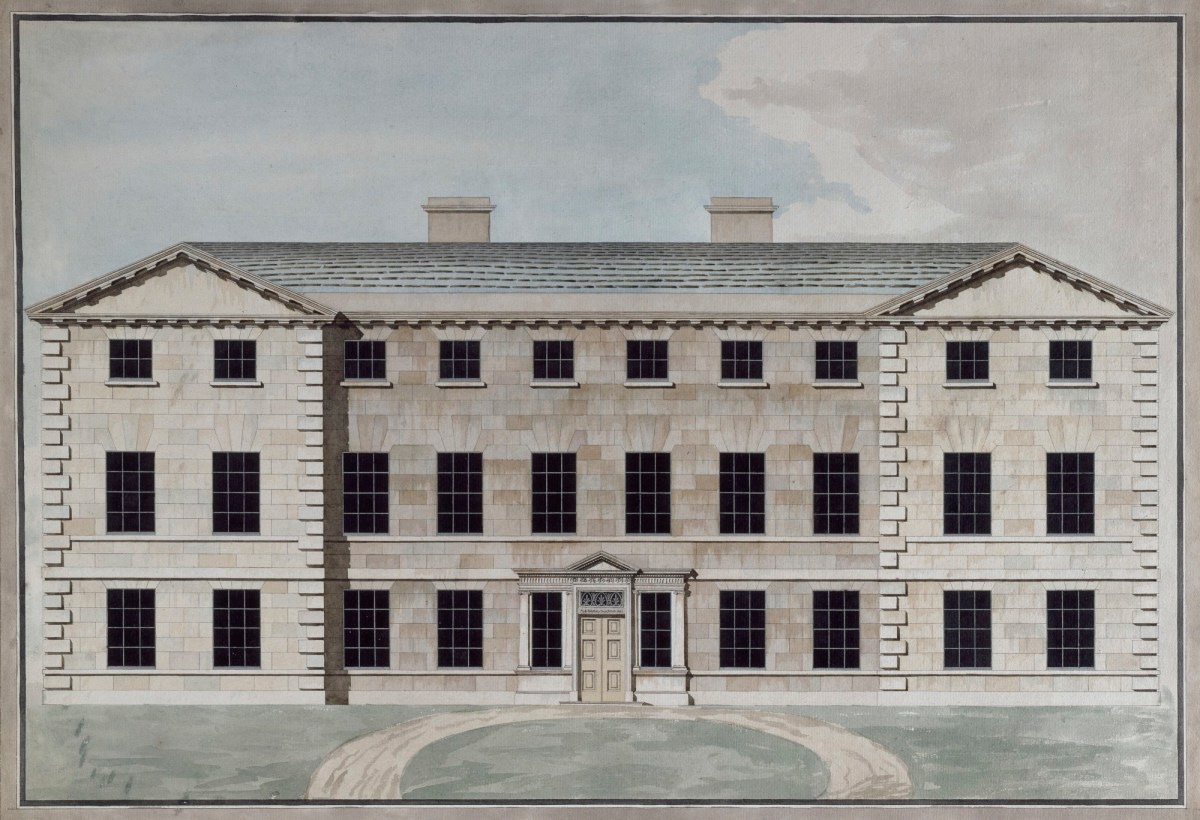 John Yenn RA, Design for a country house with six central bays: elevation