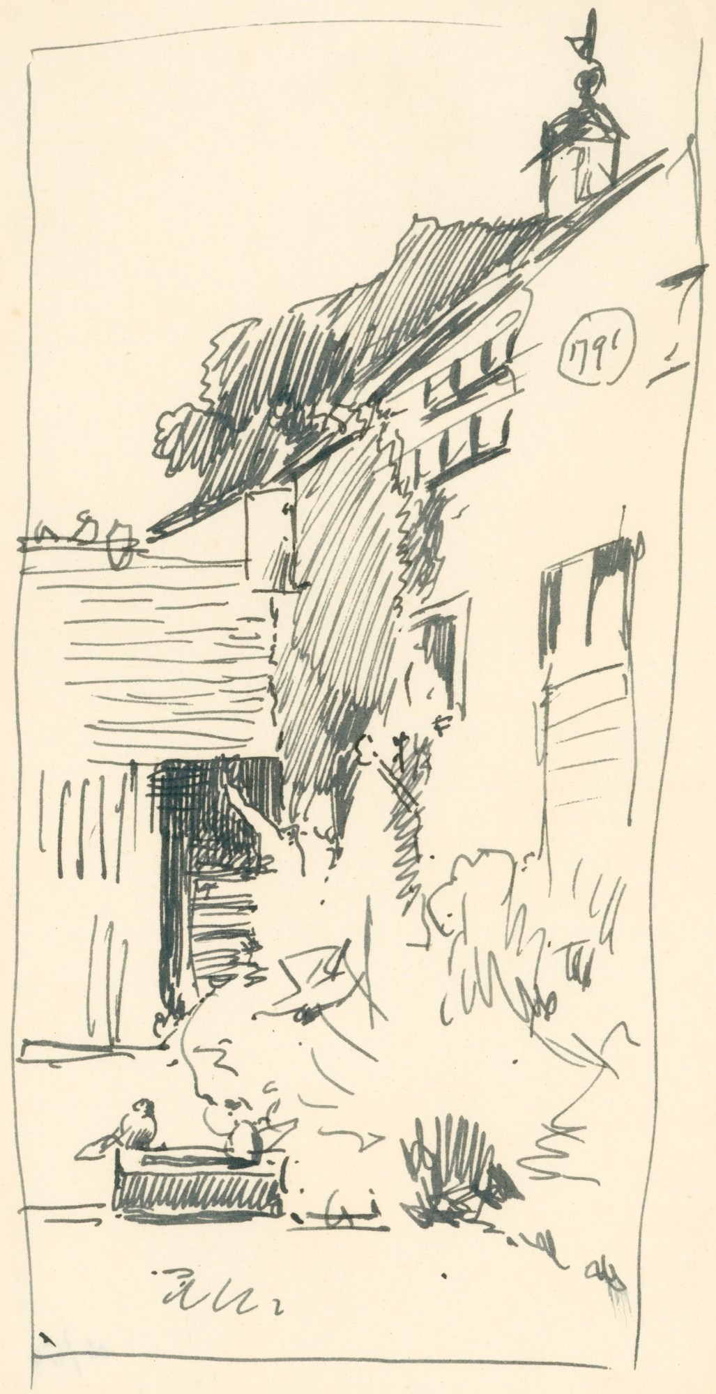 Alfred Parsons RA, Courtyard of the stable at Russell House, Broadway