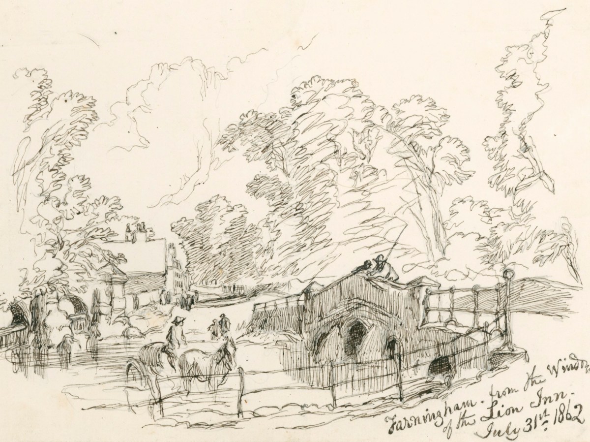 Sir John Gilbert RA, Farningham from the window of the Lion Inn