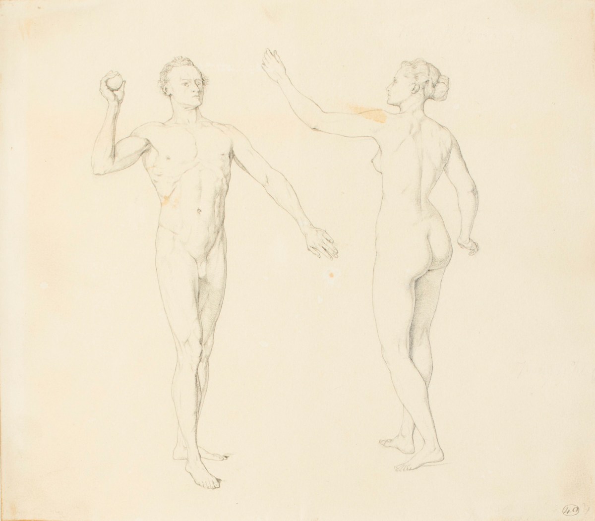 Henry Hugh Armstead RA, Studies of a male and a female nude for the 'Fall of Adam' or 'Adam and Eve' vase