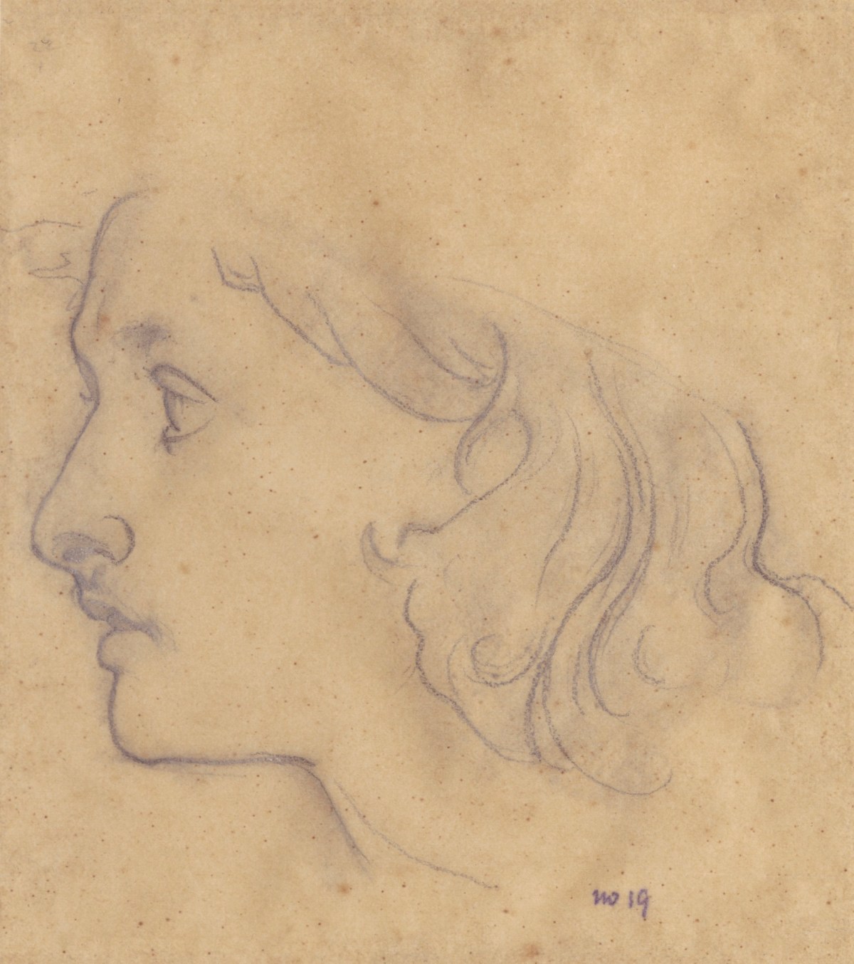 Lord Leighton PRA, Tracing of a man's head in profile