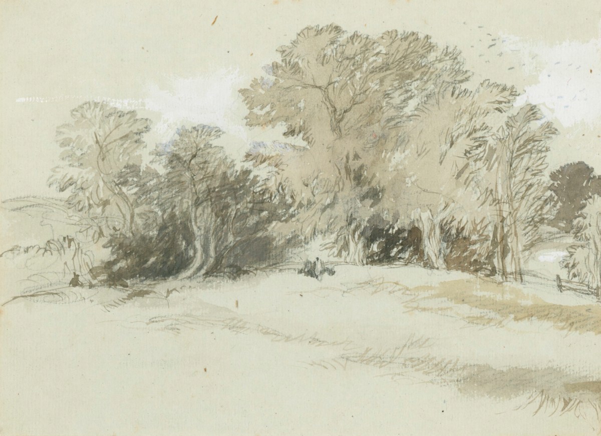Sir John Gilbert RA, Landscape with trees at Bodiam Castle