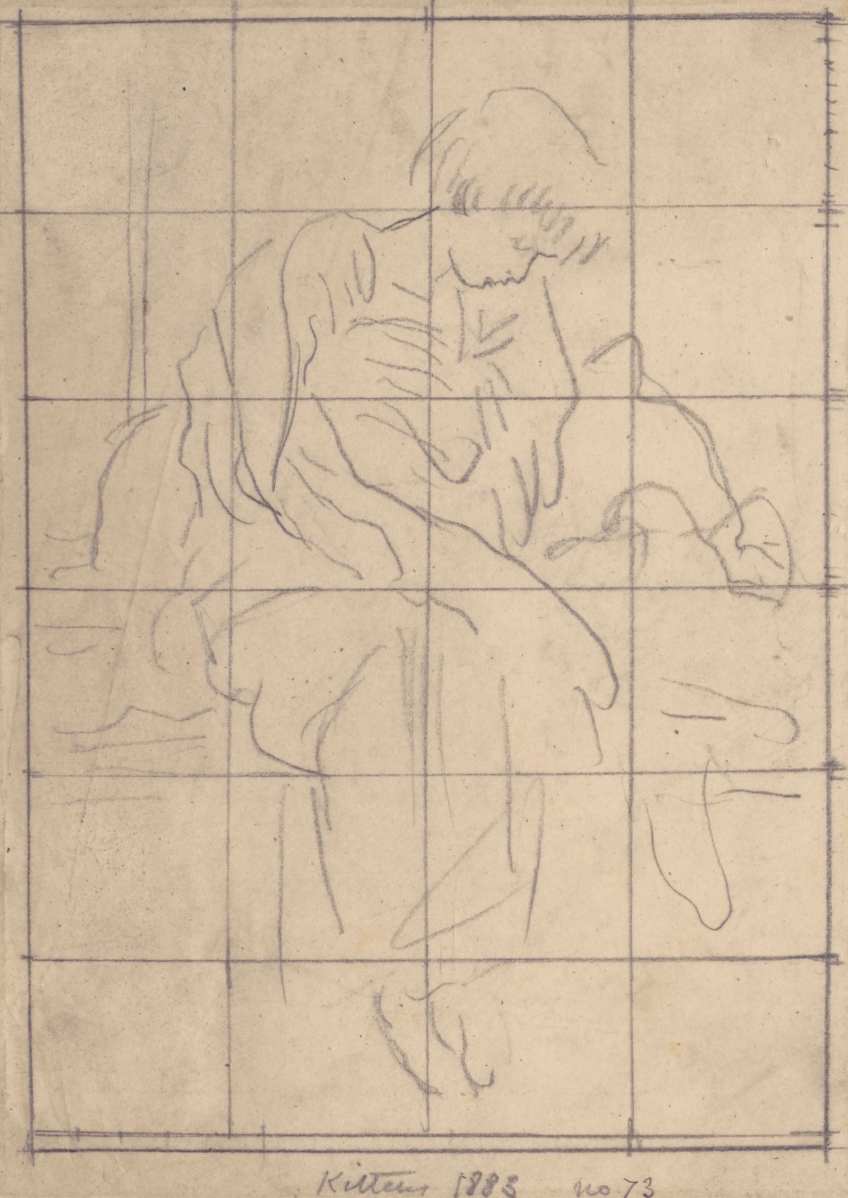 Lord Leighton PRA, Squared up tracing for 'Kittens'