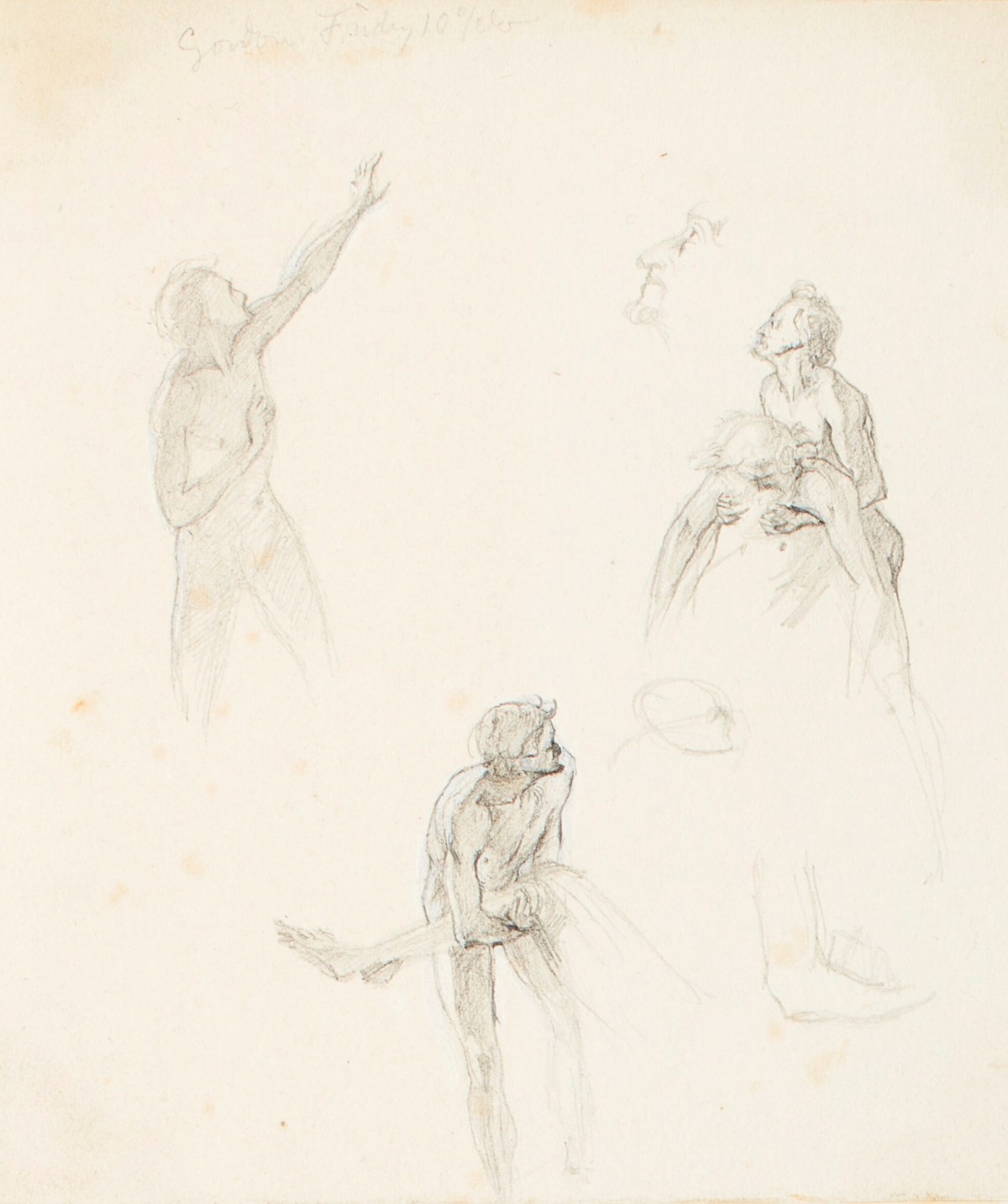 Henry Hugh Armstead RA, Three figure studies for 'The Sun and Moon Stand Still'