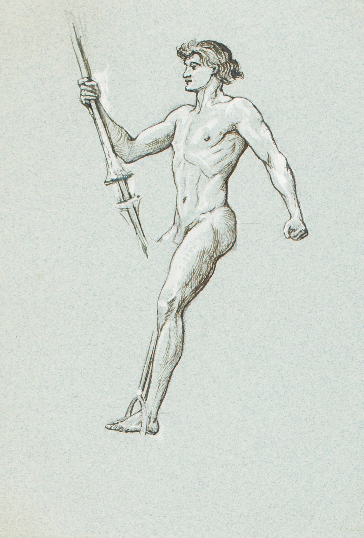 Henry Hugh Armstead RA, Nude study of a male figure on horseback for a "Coinage competition"