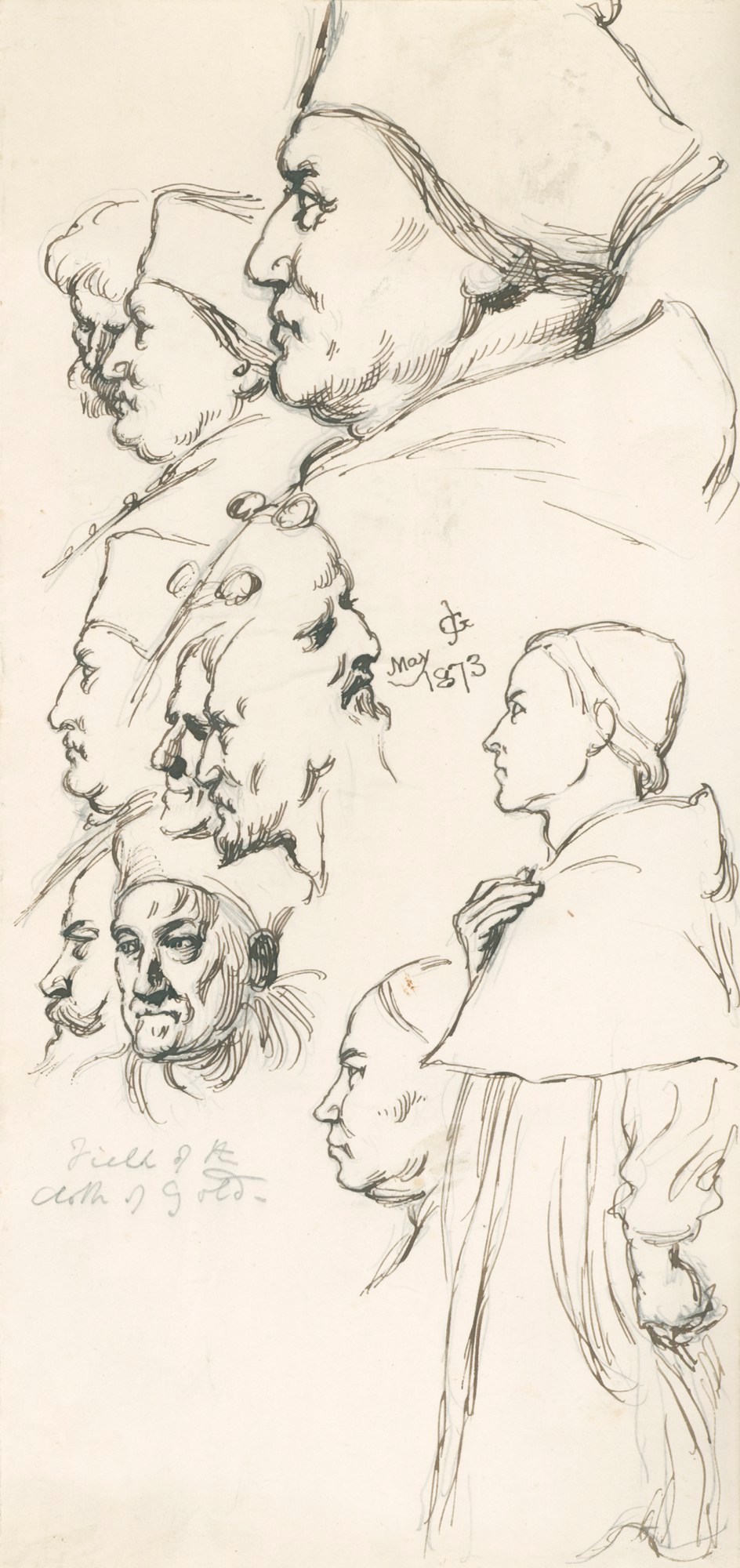 Sir John Gilbert RA, Drawings of heads for 'Field of the Cloth of Gold'