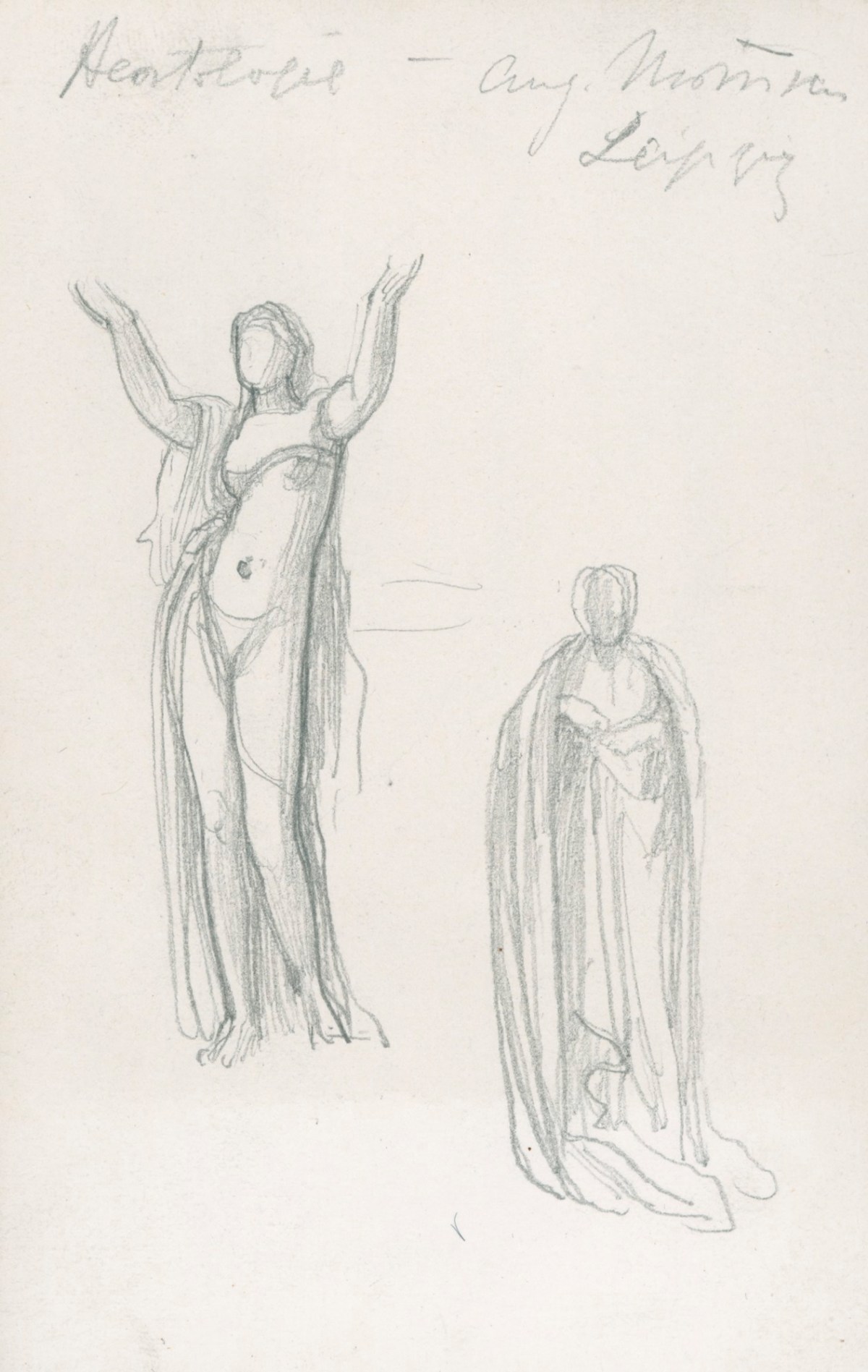 Lord Leighton PRA, Two sketches, one for the figure of 'Phryne'
