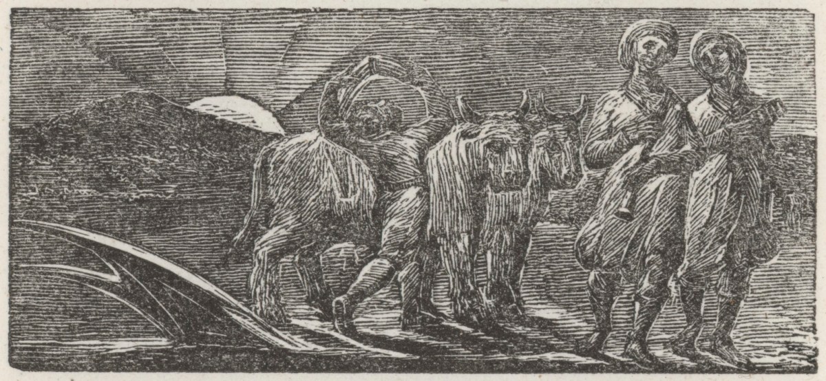 William Blake, 'With Songs the Jovial Hinds Return from Plow'
