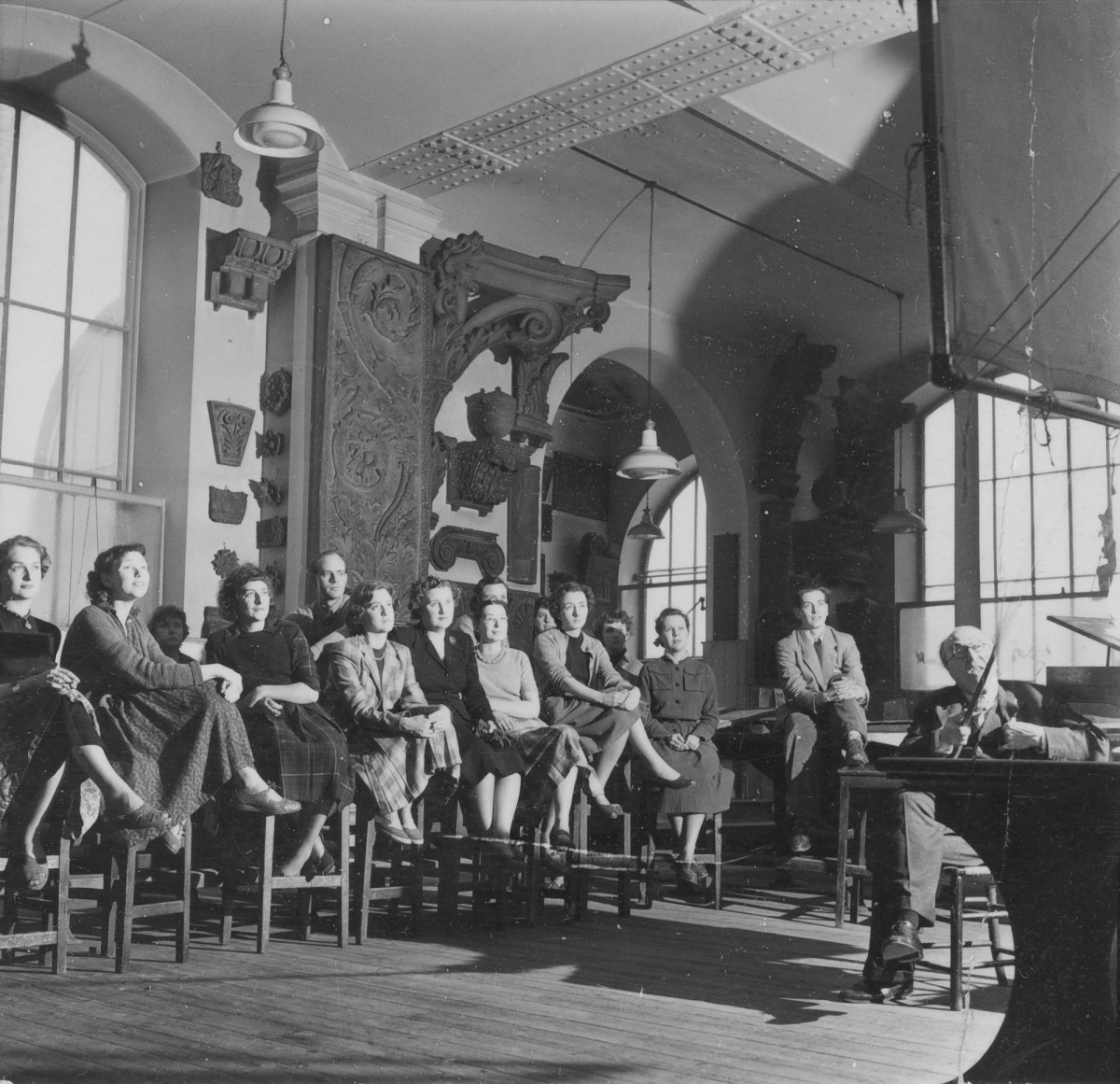 Russell Westwood, Sir Albert Richardson P.R.A. lecturing to art and architecture students in the Royal Academy Schools, 1953.