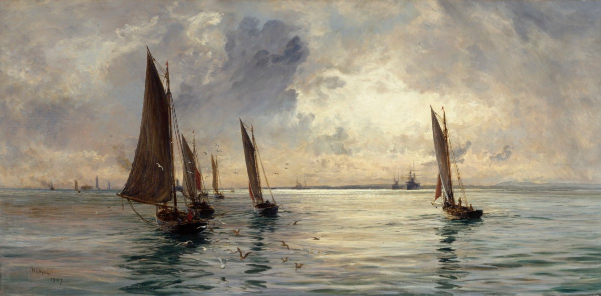 William Lionel Wyllie RA, The Portsmouth Fishing Fleet: The Breeze Falls Light