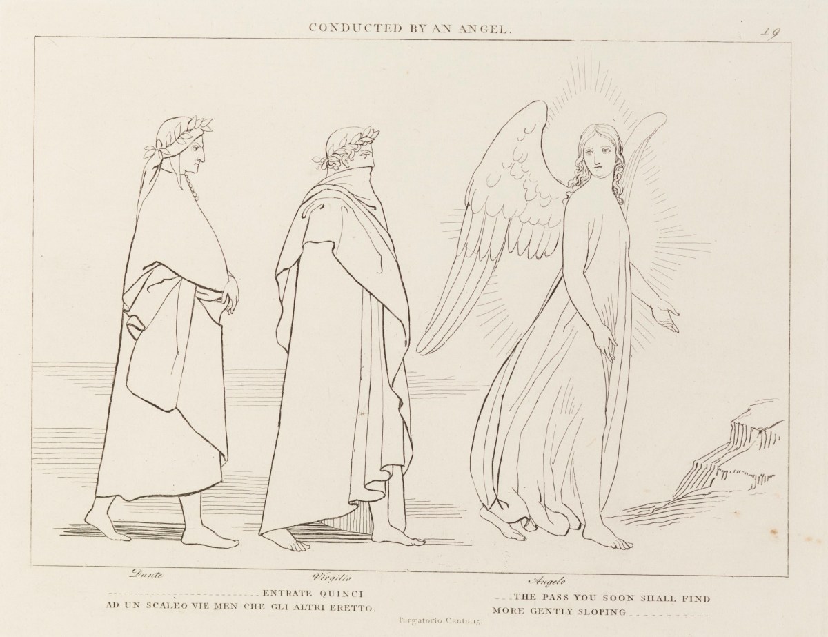 John Flaxman RA, 'Conducted by an Angel' (from The Divine Comedy, Purgatory)