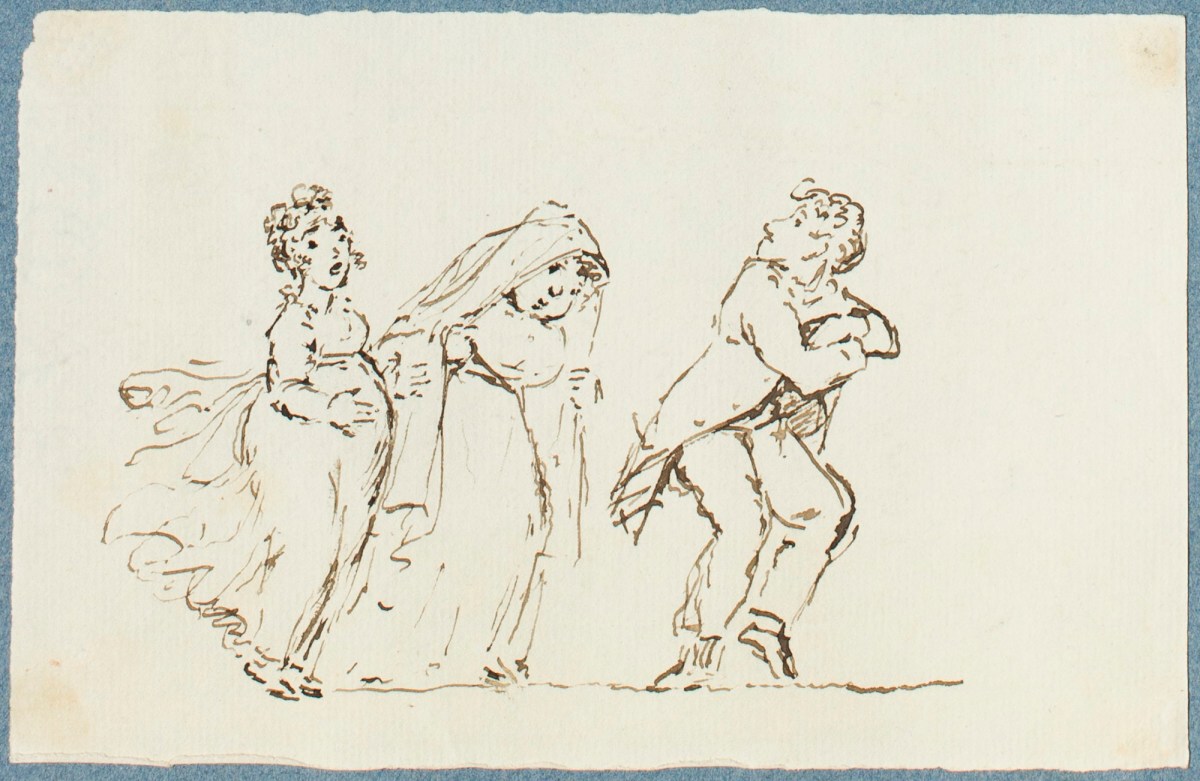 George Dance RA, Two women and a man walking