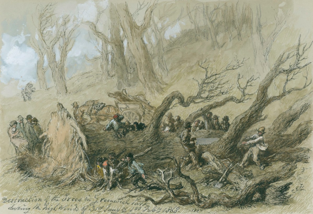 Sir John Gilbert RA, Destruction of the Trees in Greenwich Park during the high winds of 31st January & 1st February 1868