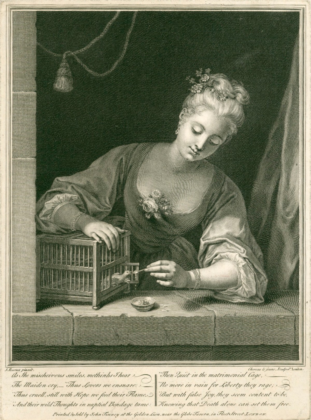 Jacques Chéreau, A Young Woman feeding a Bird