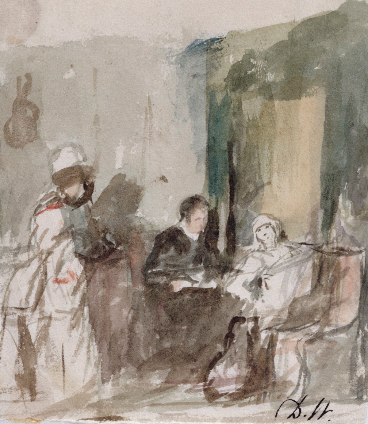 Sir David Wilkie RA, Study of figures in an interior