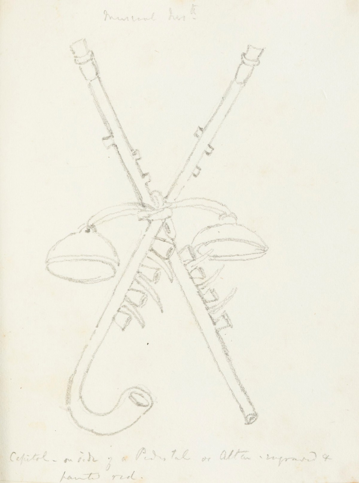 Richard Westmacott the Younger RA, Sketch of a motif with musical instruments