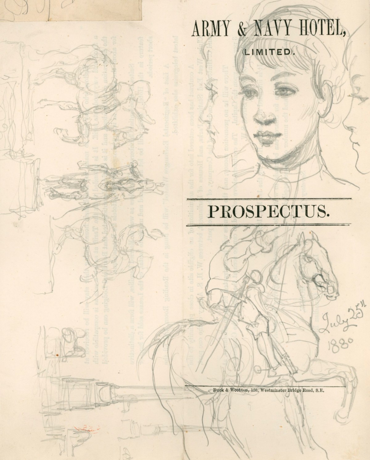 Sir John Gilbert RA, Sketches of heads and figures on horseback