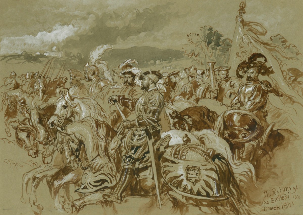 Sir John Gilbert RA, Sketch for 'The Return of the Expedition'