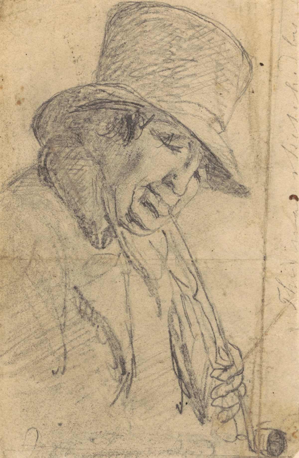 John Jackson RA, Head and shoulders of a man smoking a pipe