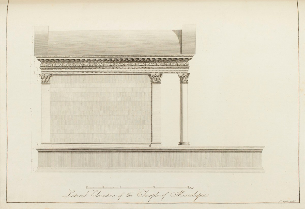Charles-Louis Clérisseau, Lateral Elevation of the Temple of Aesculapius
