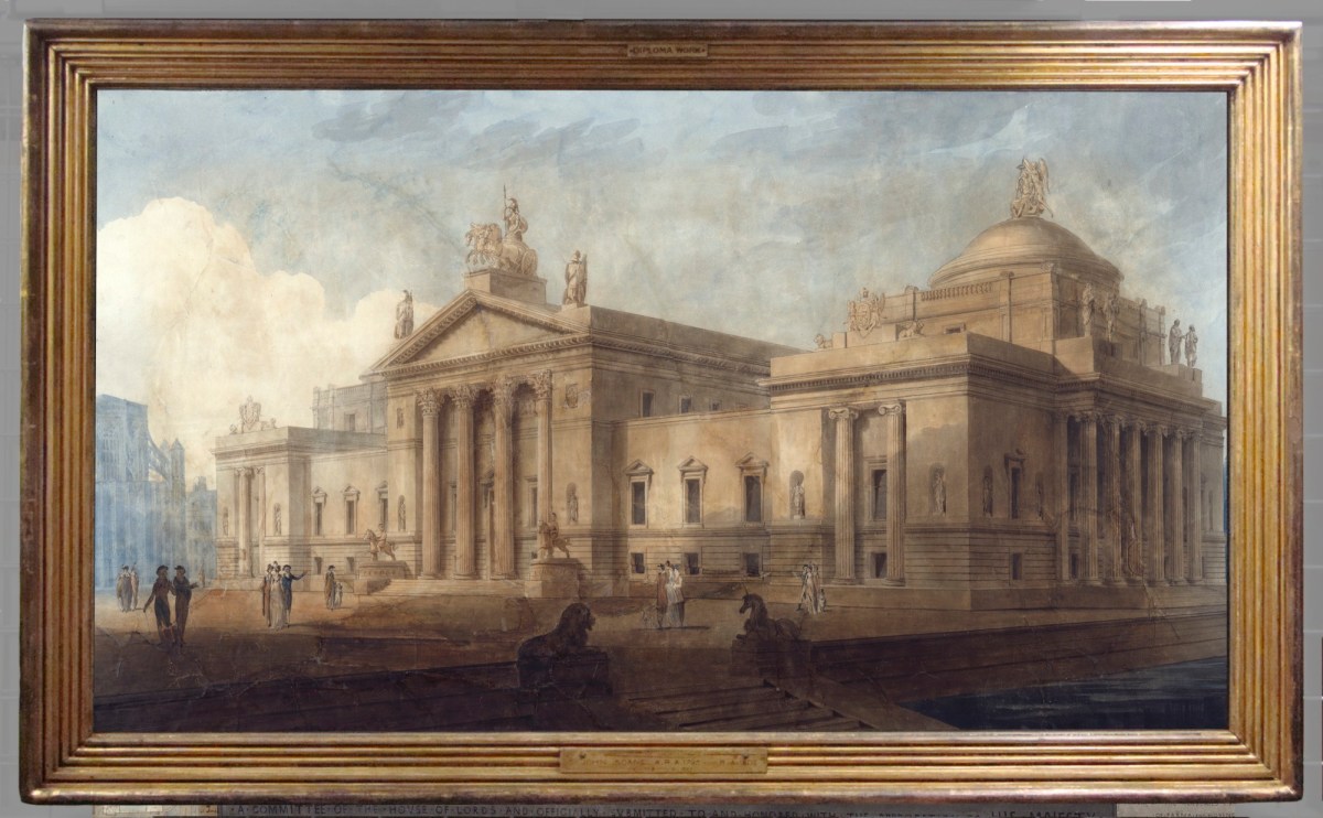 Thomas Temple - London, Frame for Sir John Soane 'Design for a New House of Lords: plan (insert) and perspective'