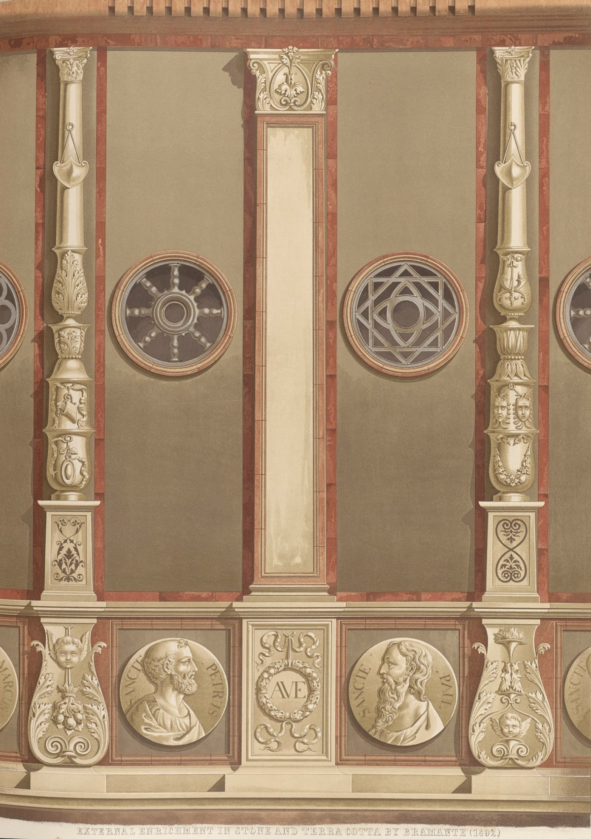 Ludwig Gruner, External enrichment in stone and terra cotta by Bramante from the church ot S.ta Maria delle Grazie at Milan