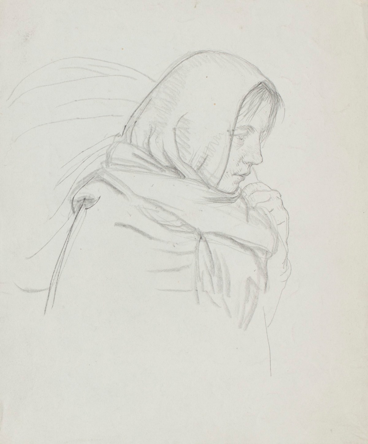 Sir George Clausen RA, Study of a woman's head for 'Returning to the Reconquered Land'