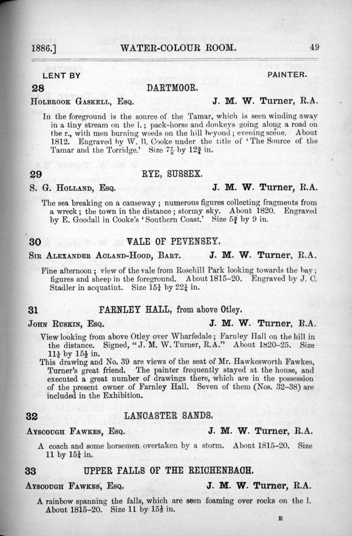 Page 49 of 1886 - Old Masters, deceased masters of the British School, Joseph Wright of Derby ARA and J.M.W. Turner RA