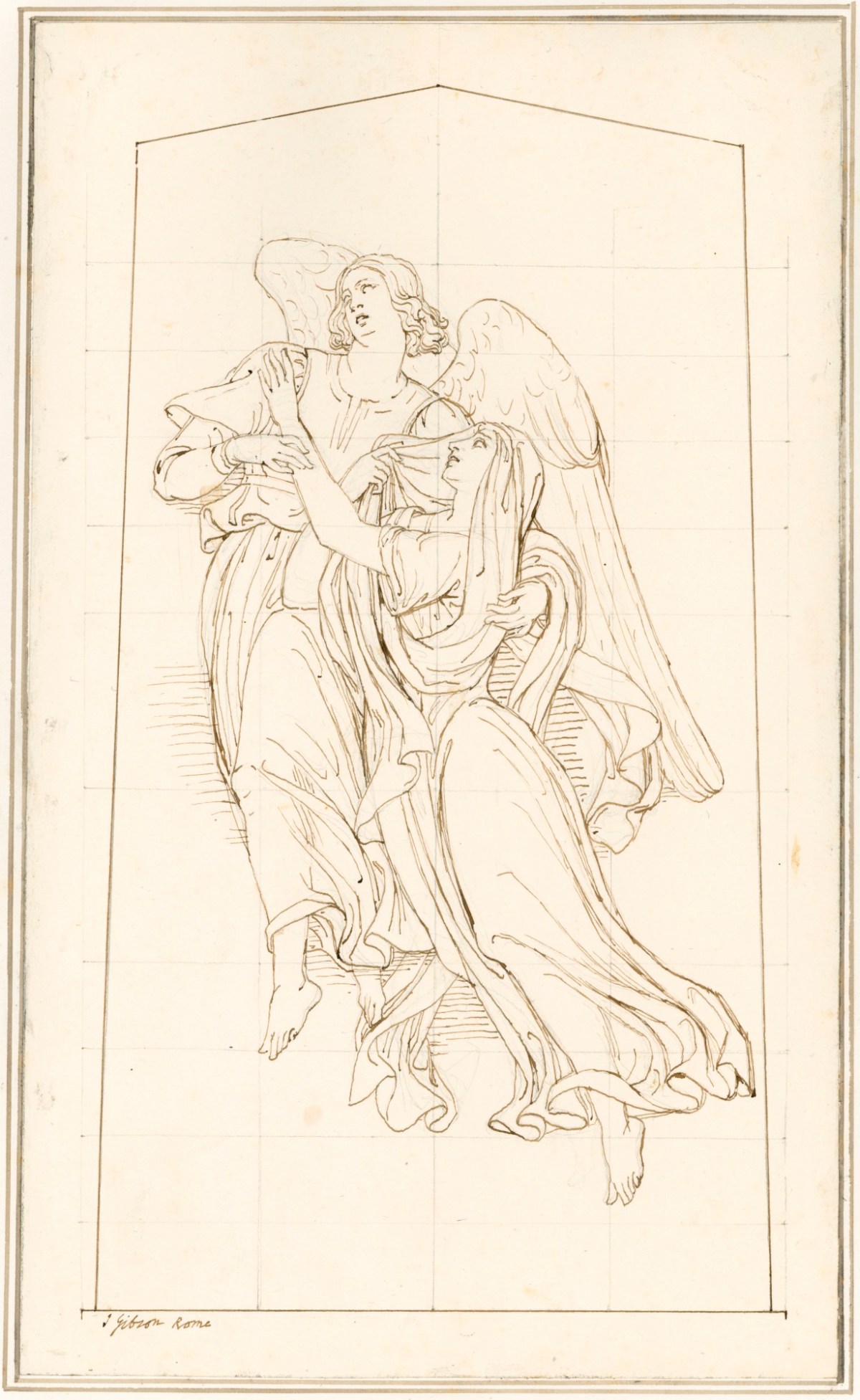 John Gibson RA, Angel and a female figure, probably a study for the memorial to Mrs. Pigott