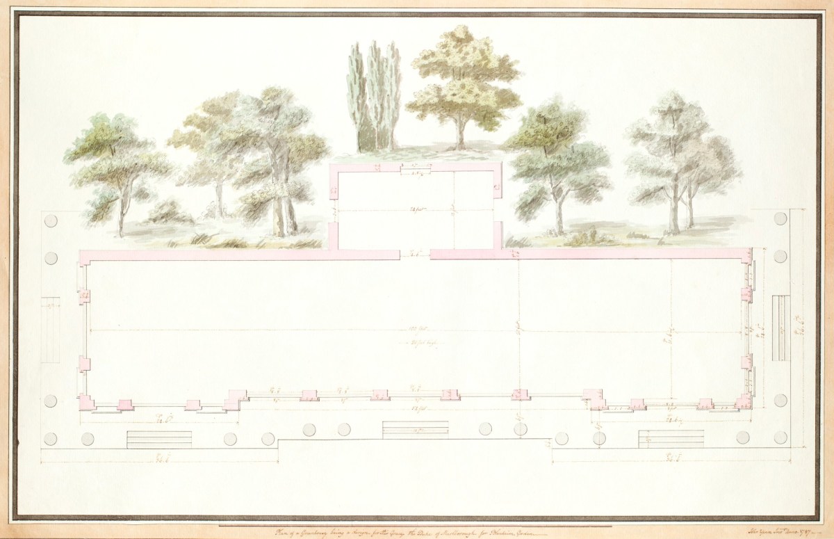 John Yenn RA, Design for greenhouse, Blenheim Palace, Oxfordshire: plan