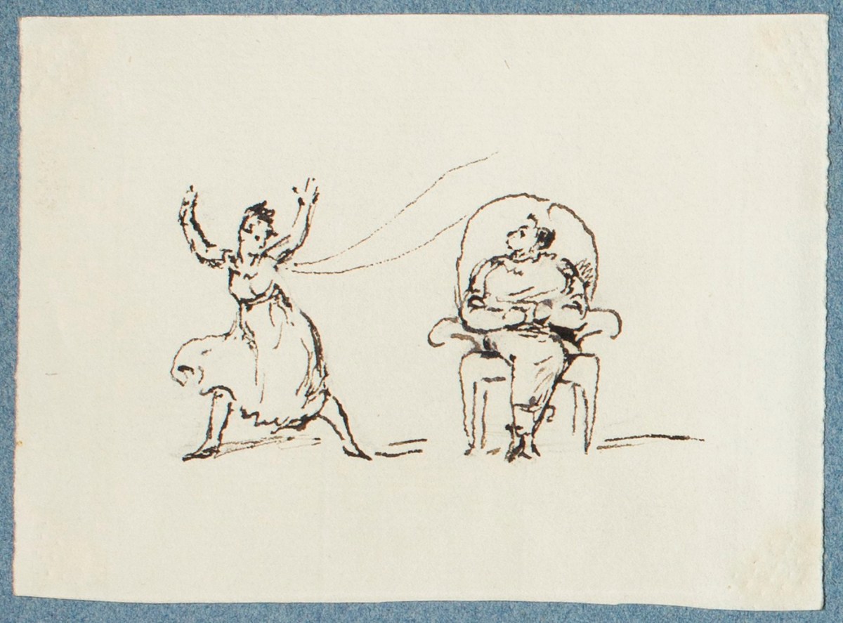 George Dance RA, A running woman and a seated figure
