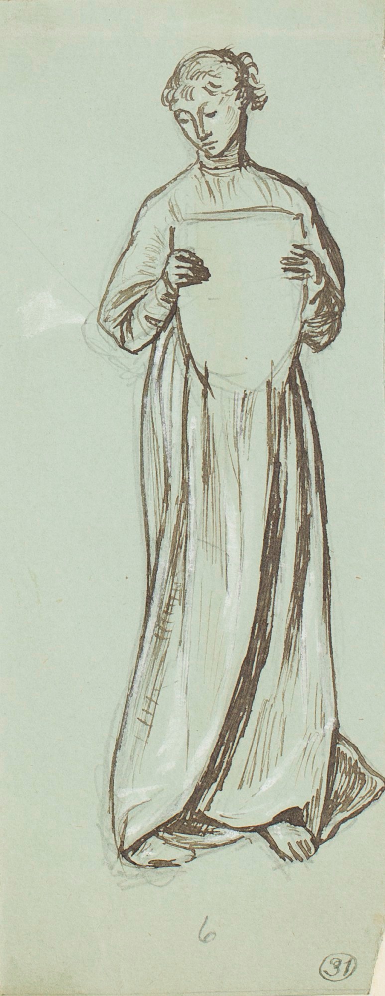 Henry Hugh Armstead RA, A standing girl holding a shield