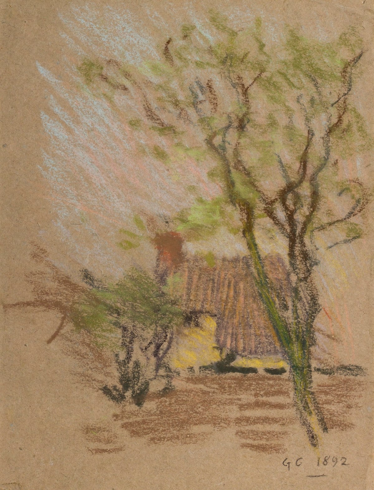 Sir George Clausen RA, Study of a tree and cottage