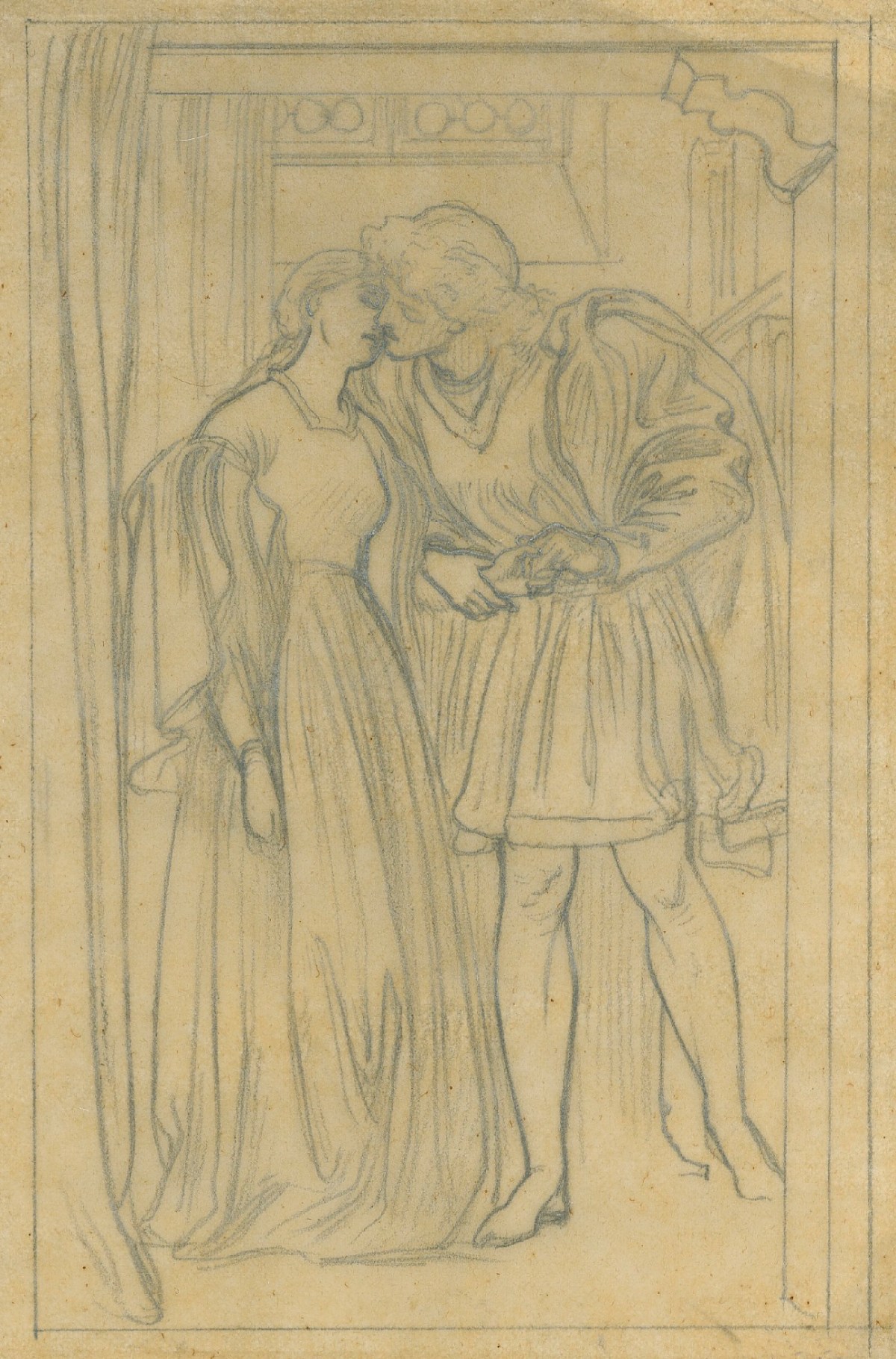 Lord Leighton PRA, Tracing for 'The First Kiss'