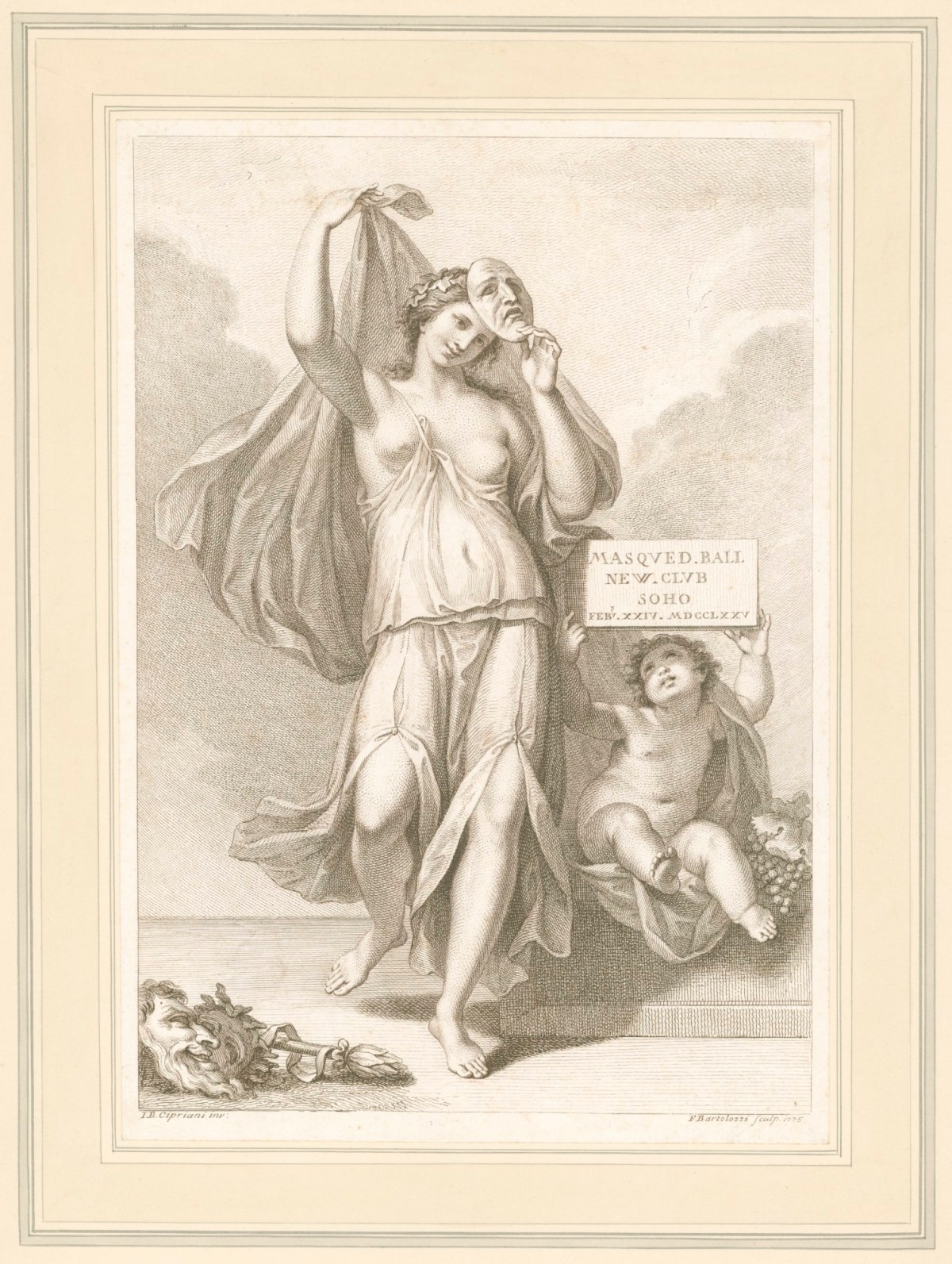 Francesco Bartolozzi RA, Ticket for Masqued Ball, New Club, Soho, 24 February 1775