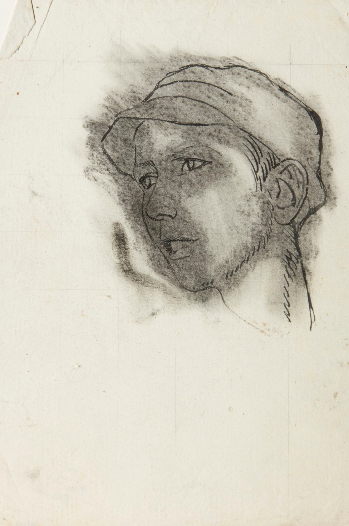 Sir George Clausen RA, Cartoon of the boy's head for 'The Harrow'