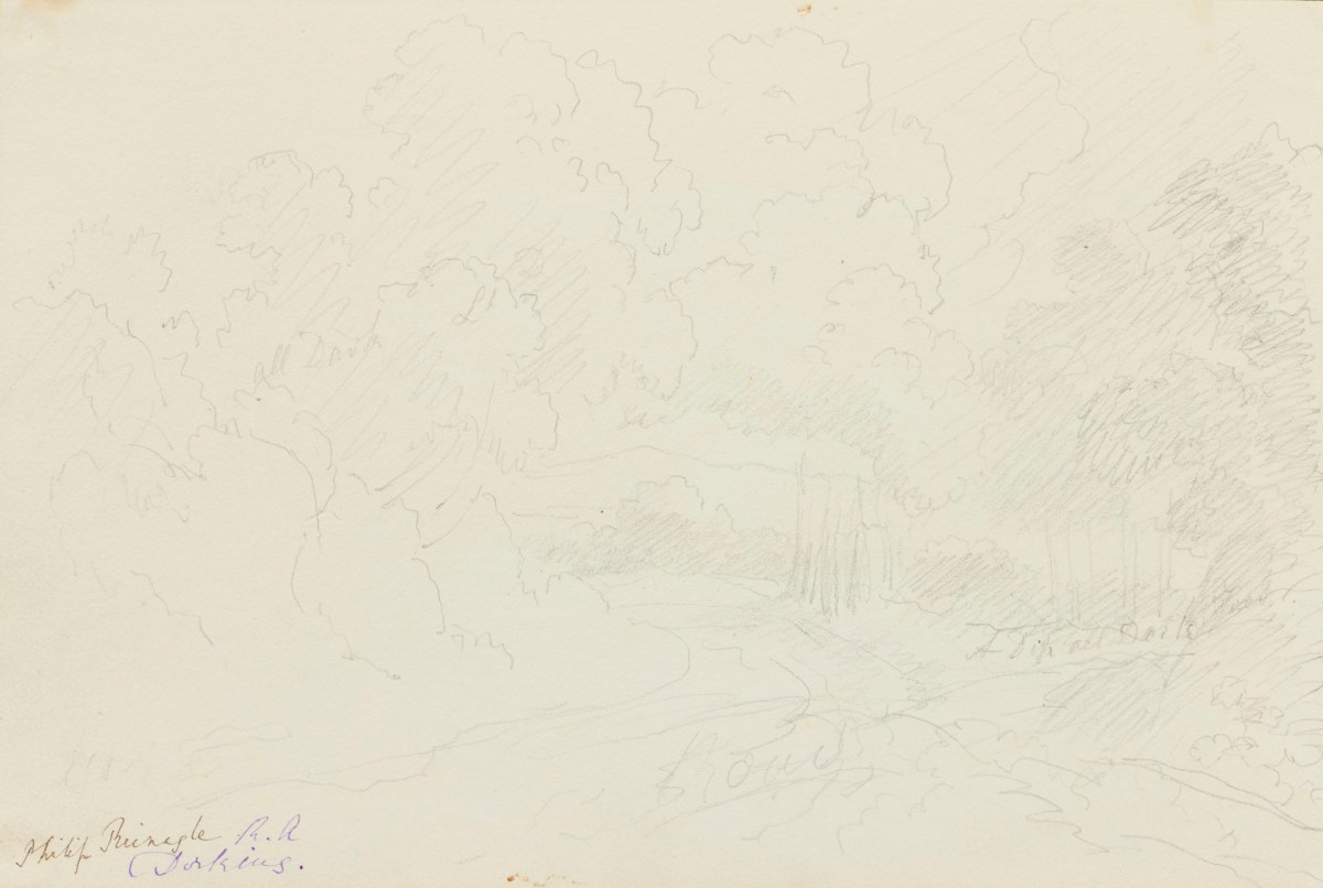 Philip Reinagle RA, Rock formation with vegetation in Hampstead