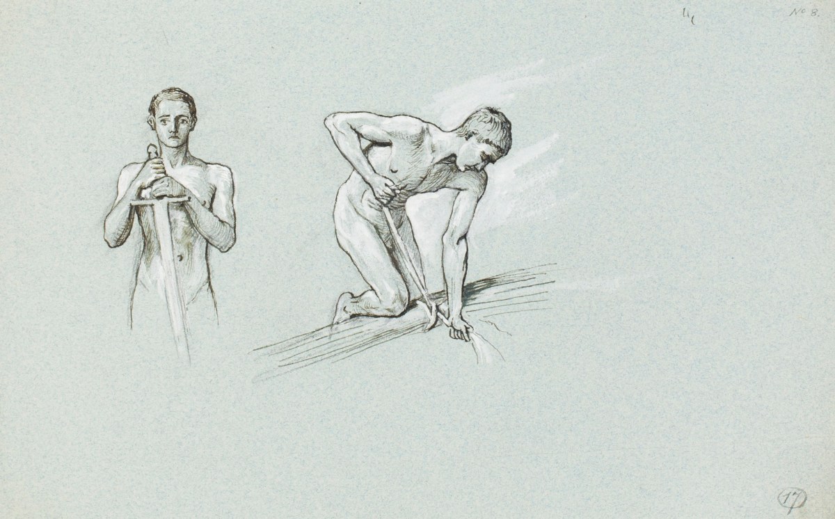 Henry Hugh Armstead RA, Two studies of male nudes for a "Coinage competition"
