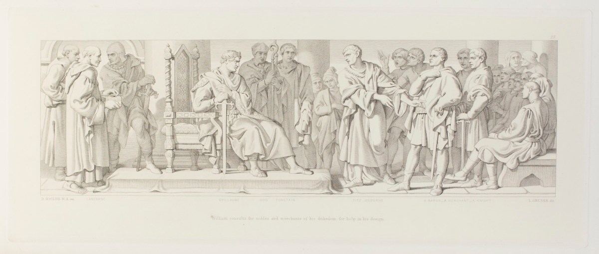 Daniel Maclise RA, William consults the nobles and merchants of his dukedom, for help in his design