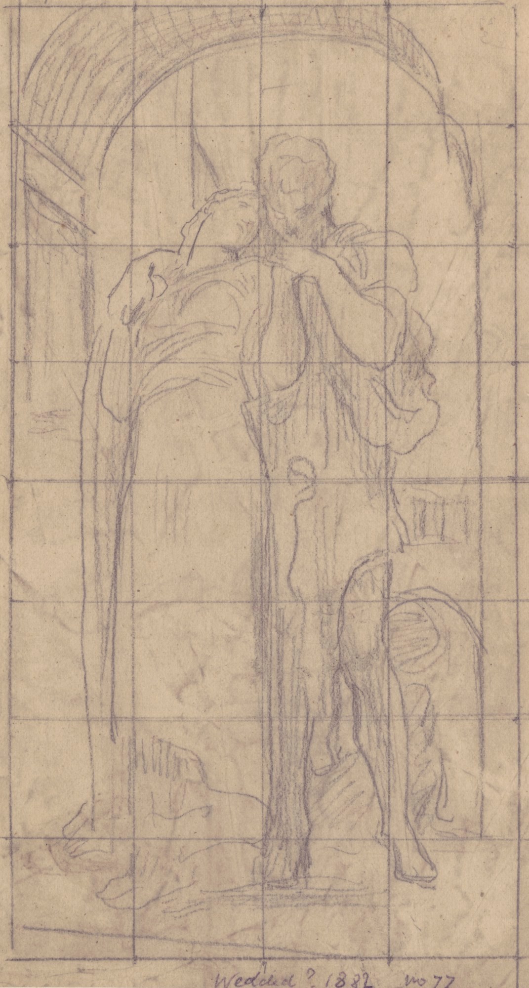 Lord Leighton PRA, Squared up tracing for 'Wedded'