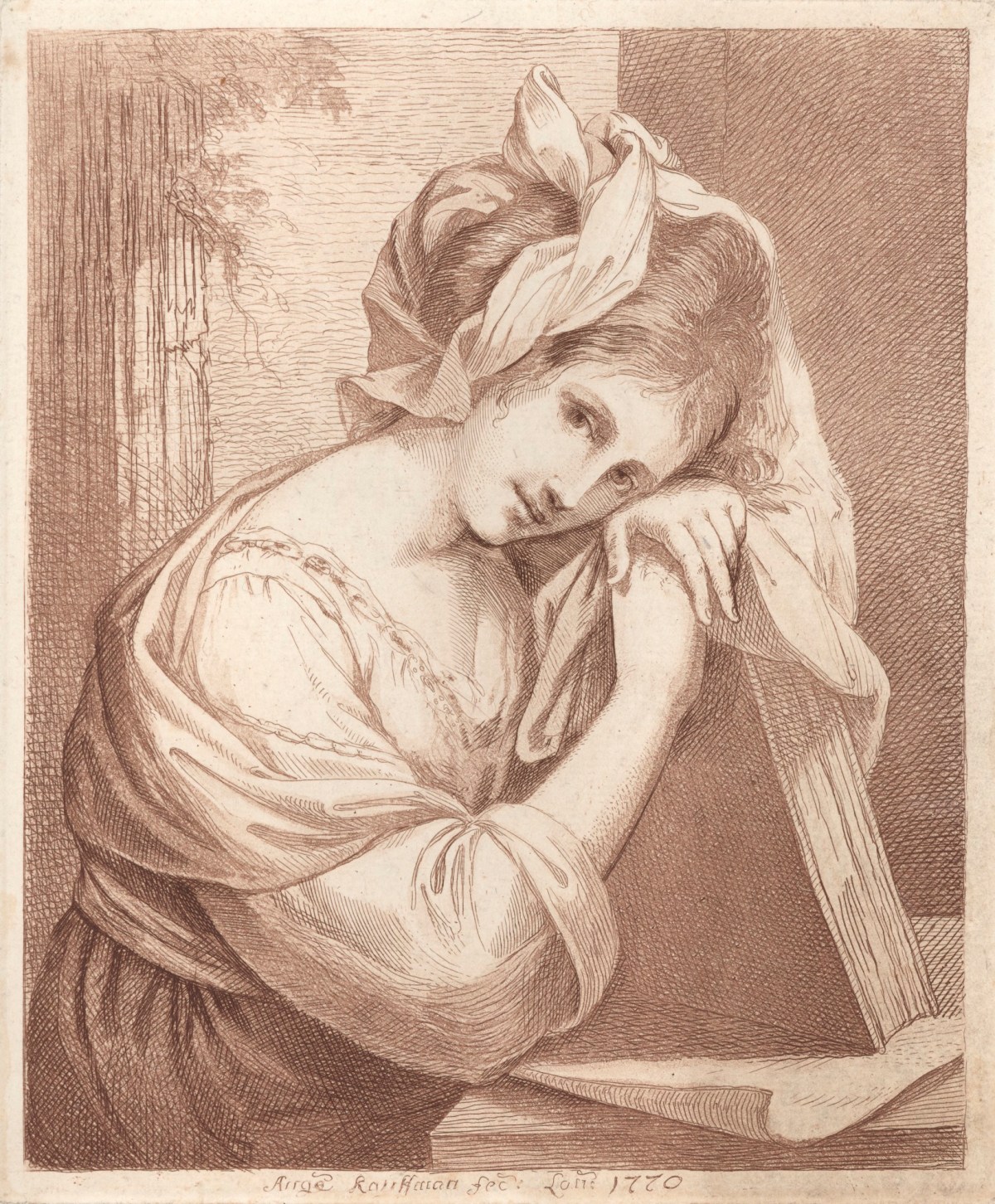 Angelica Kauffman RA, Woman resting her head on a book
